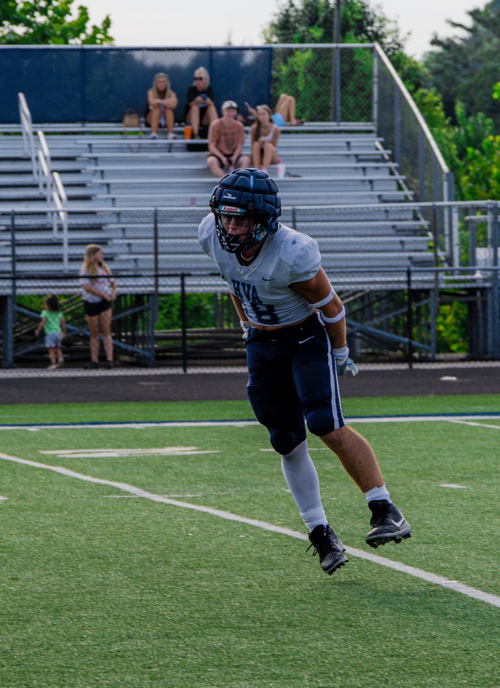 Player moving into position before the snap