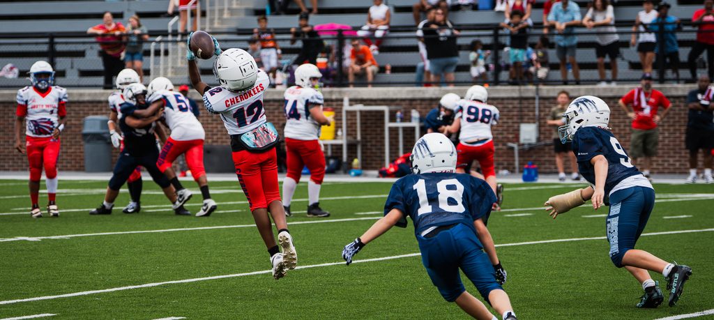 A play developing across the field